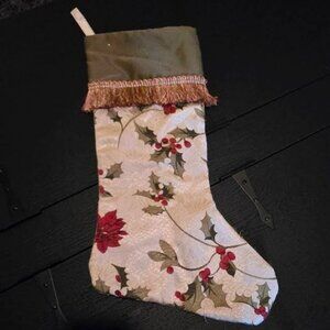18 inch Mistletoe vintage tassel / sage green Christmas stocking